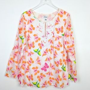 Lilly Pulitzer Pink and Green Butterfly Blouse